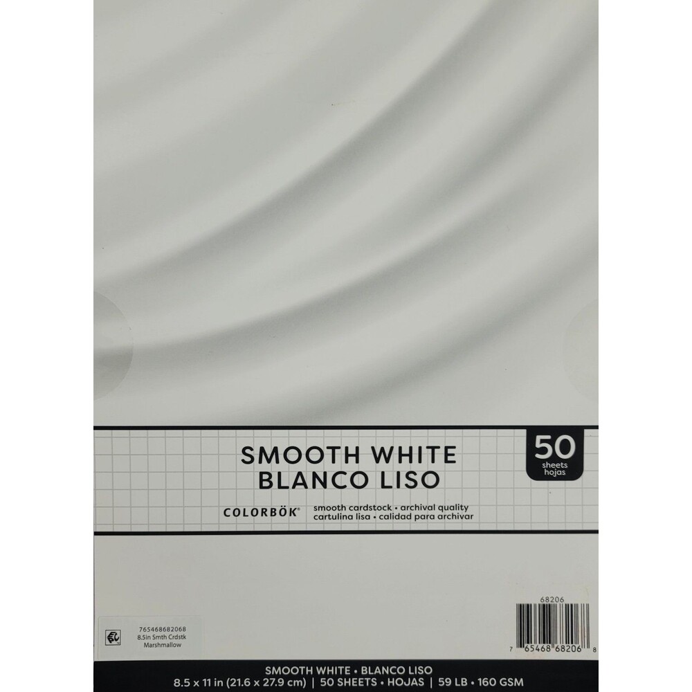 Colorbok 59lb Smooth Cardstock 8.5"X11" 50/Pkg-Smooth White Maeshmallow